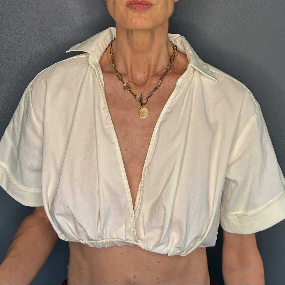 White Cropped Blouse